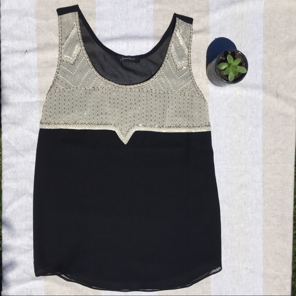 Sheer black sequin tank